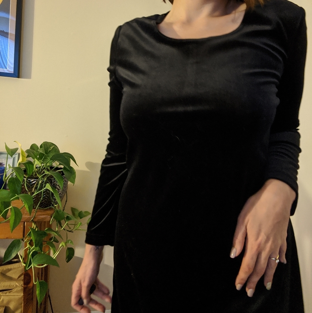 Vintage 90s Velvet Little Black Dress